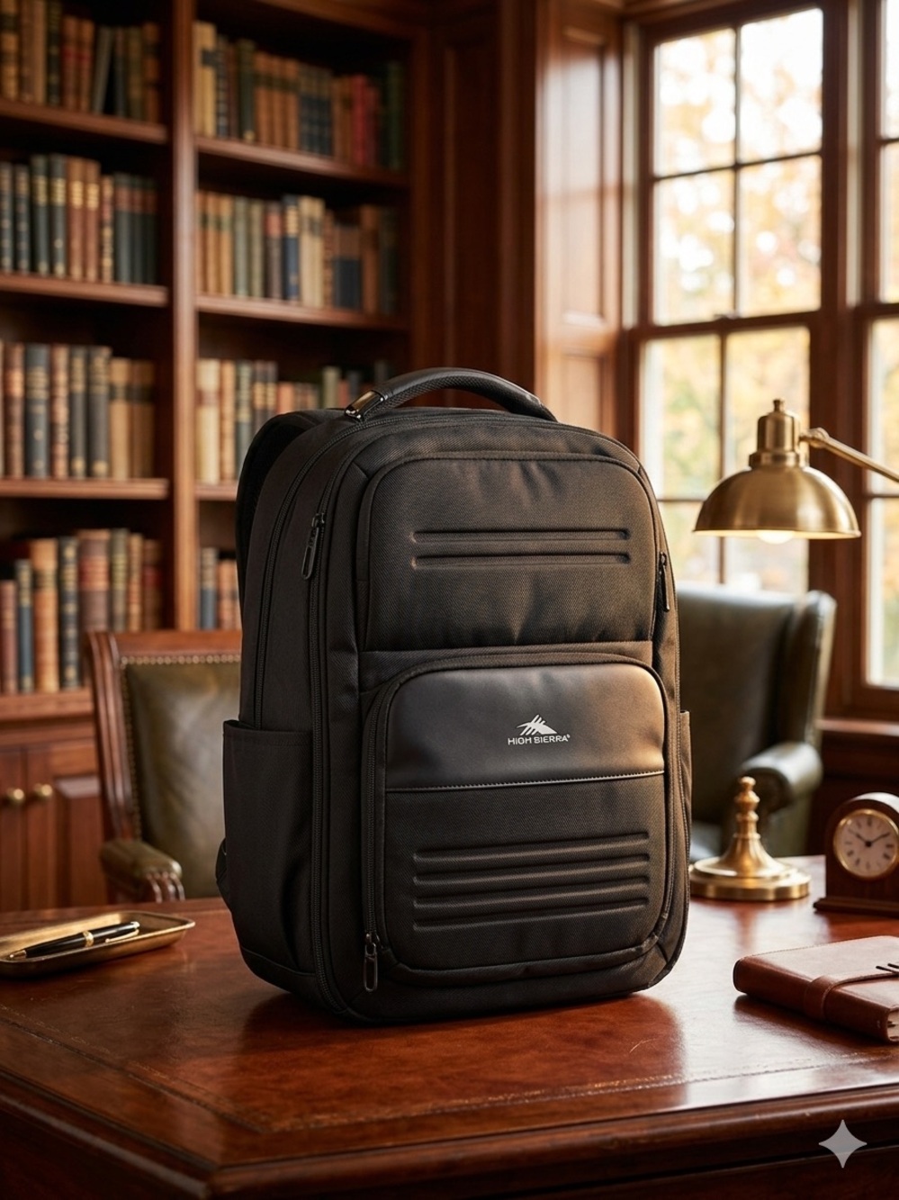 High Sierra Black Travel Laptop Backpack with Front Organizer